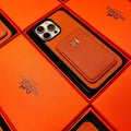 Hermes Phone Case with Card Holder – Black & Orange