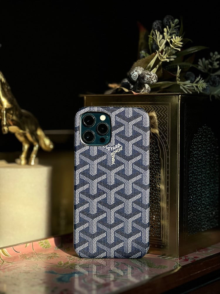 Goyard Chevron Pattern Phone Case – Dark Blue