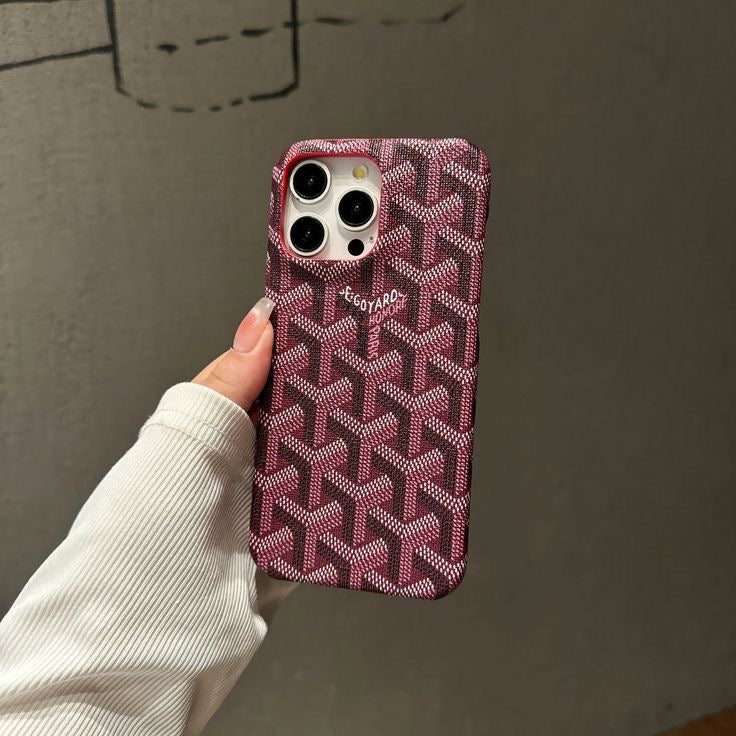 Goyard Chevron Pattern Phone Case – Burgundy