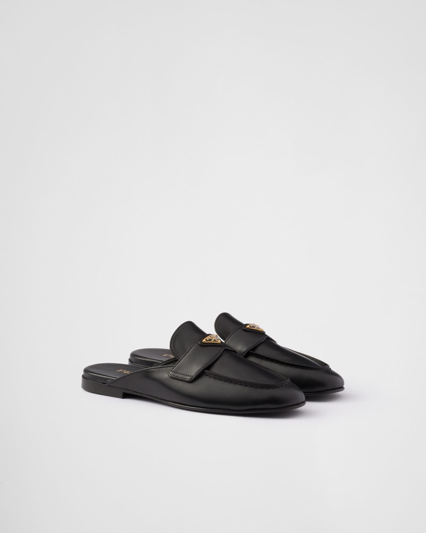 PRADA Women’s Leather Mules – Black Luxury Shoes