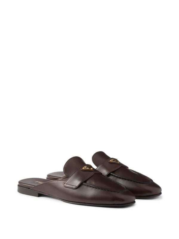 PRADA Women’s Leather Mules – Brown Luxury Shoes