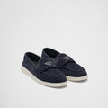 PRADA Women’s Suede Loafers – Navy Blue Luxury Shoes