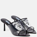 PRADA Women’s Logo Print Plexiglass Heels – Black Luxury Pumps