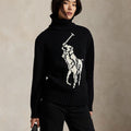 Polo Ralph Lauren Women’s Big Pony Wool Rollneck Jumper – Black & White