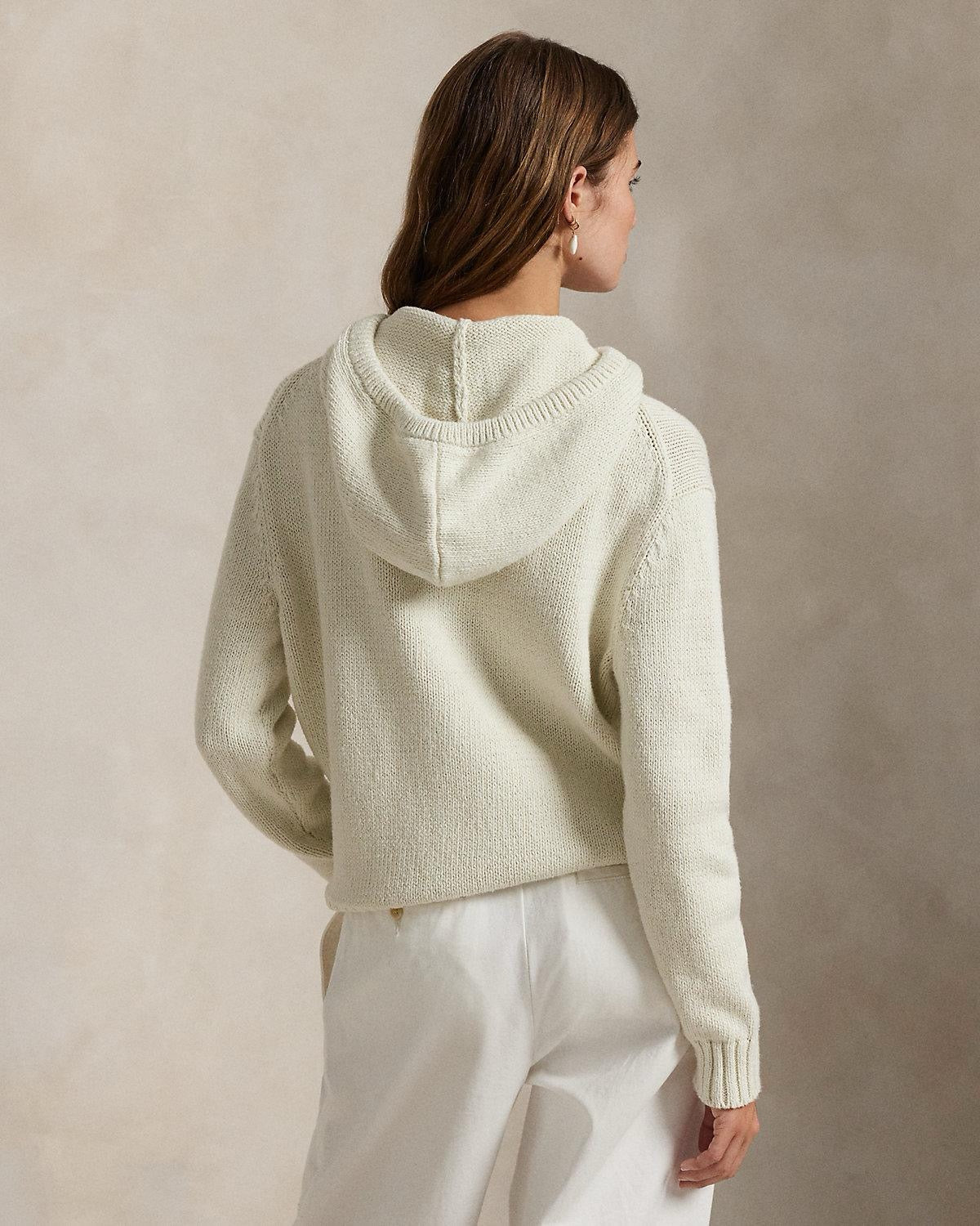 Polo Ralph Lauren Women’s Polo Bear Hooded Sweater – White & Blue