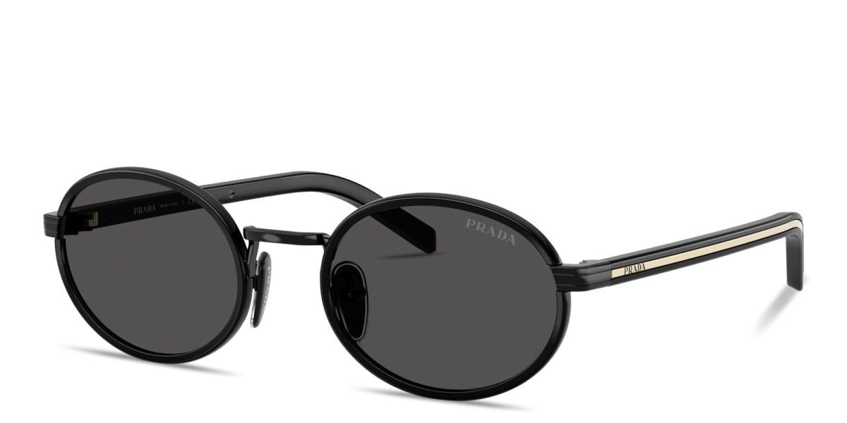 Prada Logo Lettering Oval Sunglasses – Black