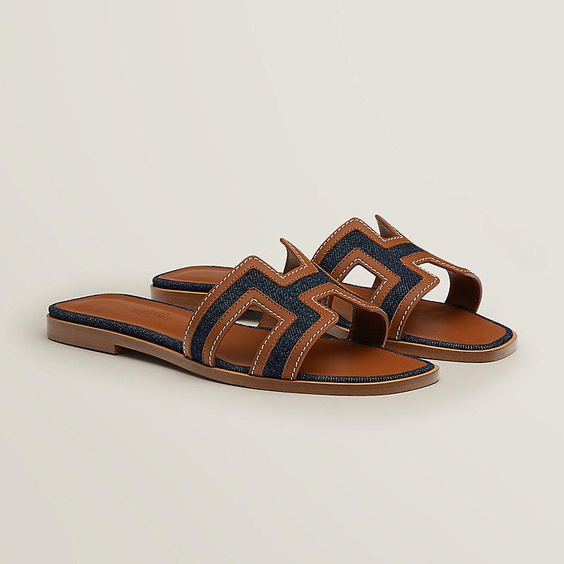 HERMES ORAN SANDAL- Brown&Denim