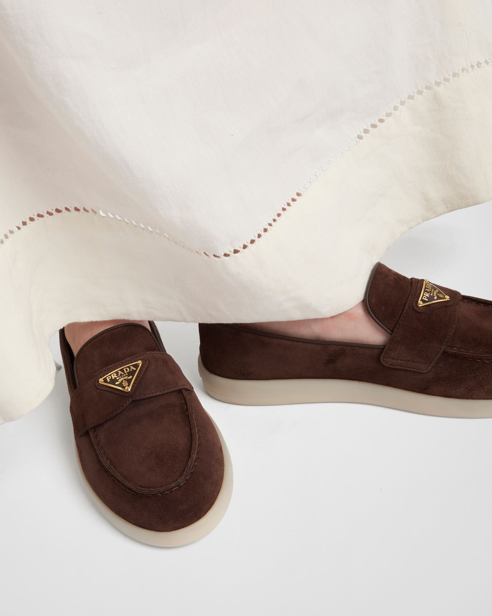 PRADA Women's Suede loafers Dark Brown