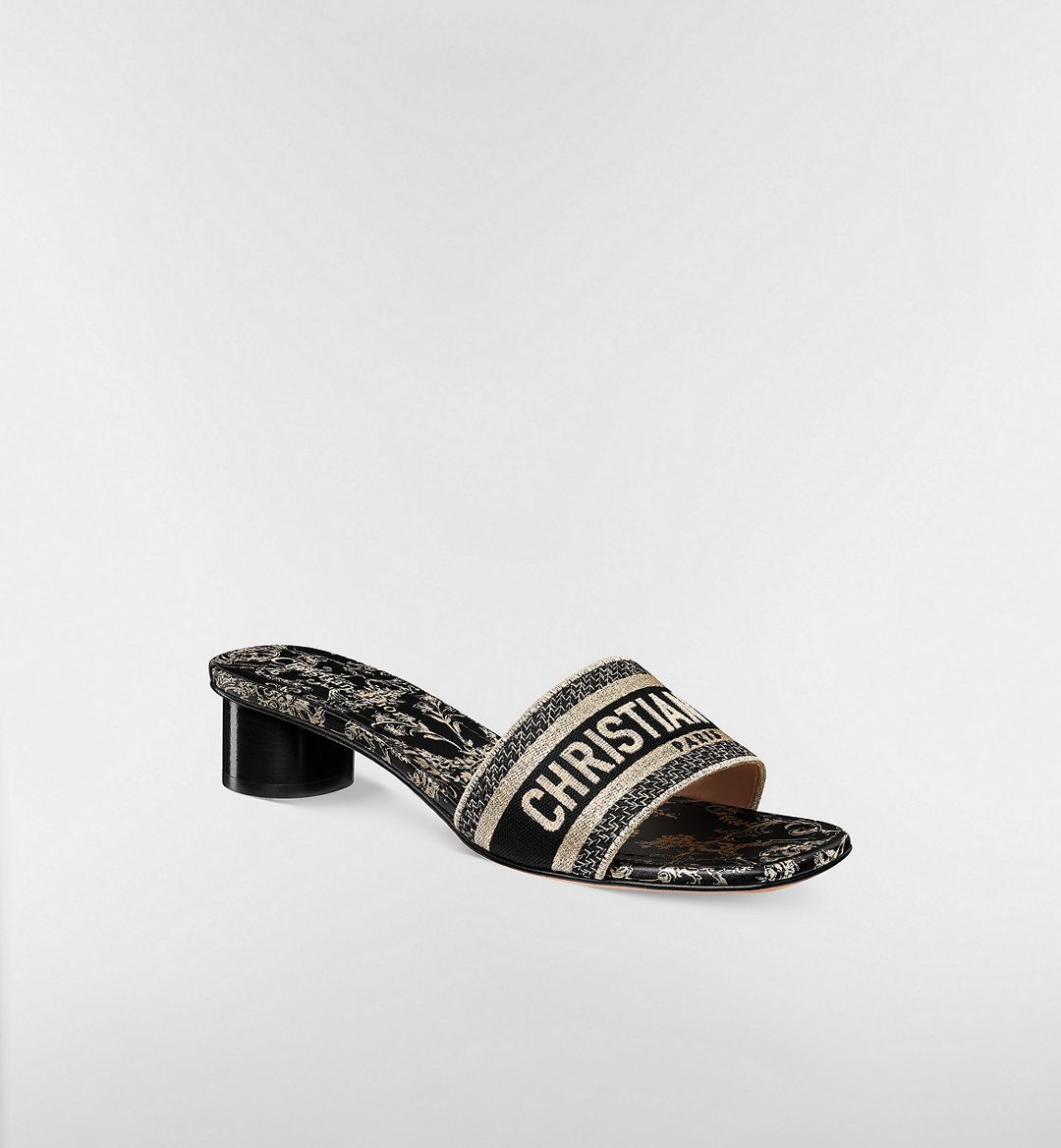 CHRISTIAN DIOR Dway Heeled Slide - Black & golden