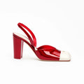 CHANEL Slingback- Red & White