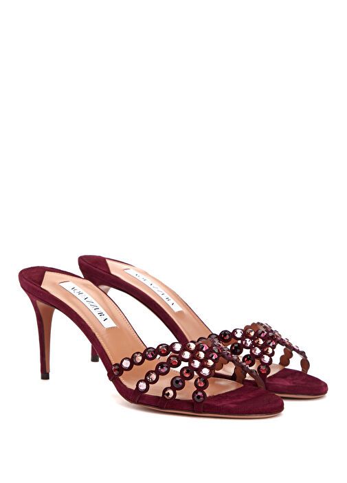AQUAZZURA Tequila 75 mule Sandal- Wine Red