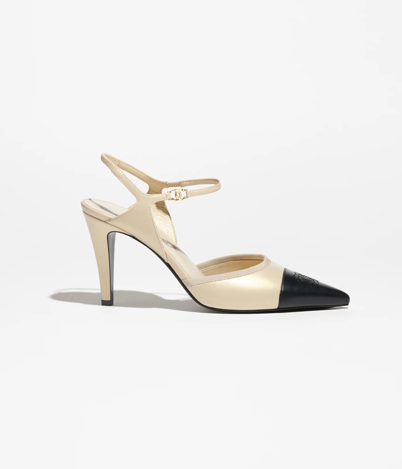 CHANEL Slingback- Beige & Black