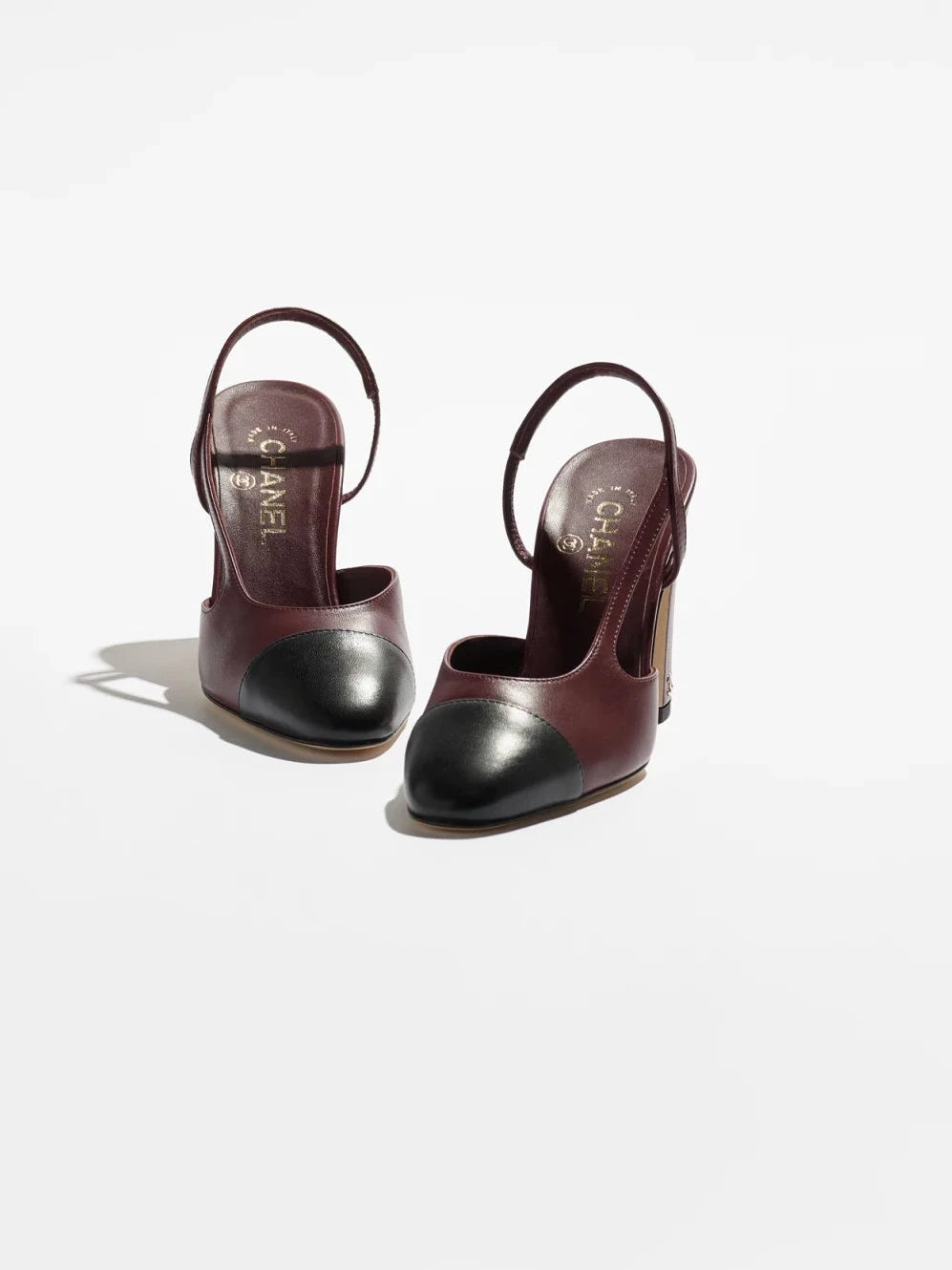 CHANEL Slingback- Burgundy & Black