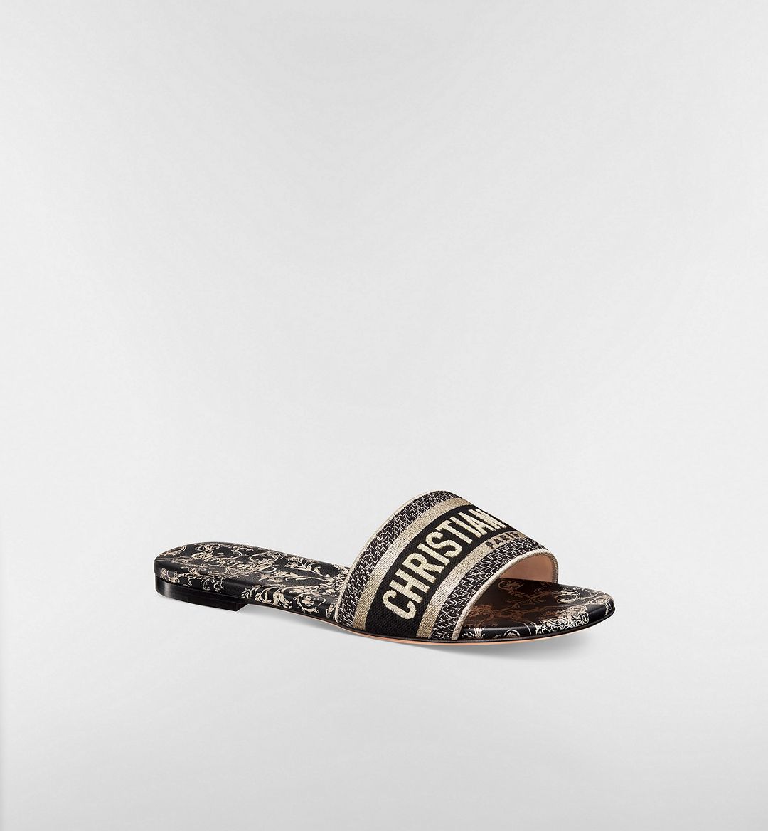 CHRISTIAN DIOR Dway Slide- Black & Golden