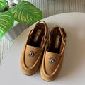 CHANEL suede slingback loafer - beige