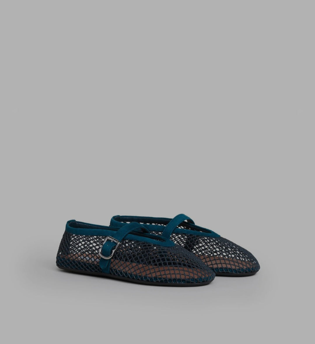 ALAIA Ballet flats Fishnet Suede- Peacock Blue