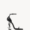 SAINT LAURENT Women’s Opyum Sandals – 11cm Black Patent Leather Heels