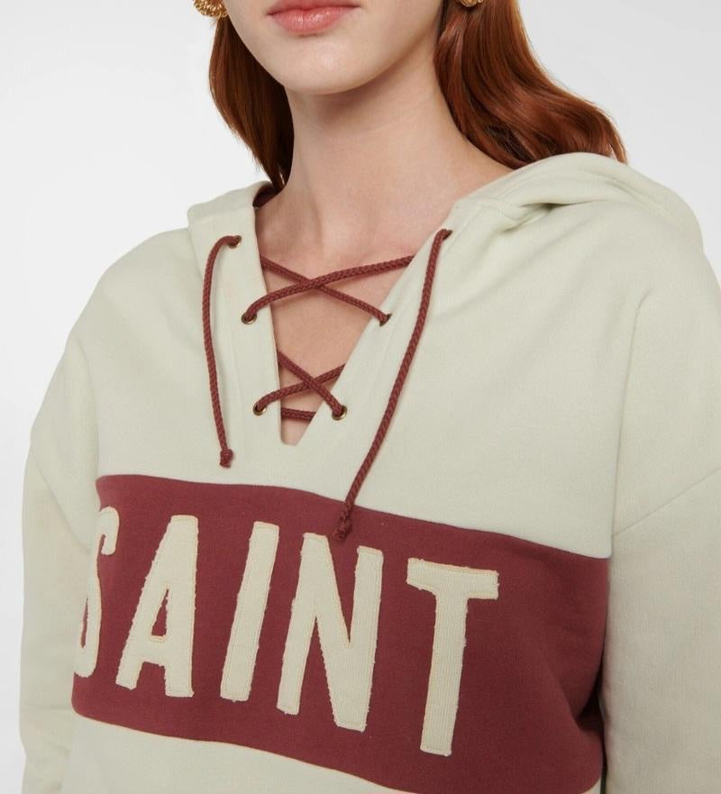 Saint Laurent Women’s Embroidered Cotton Hoodie – Crème