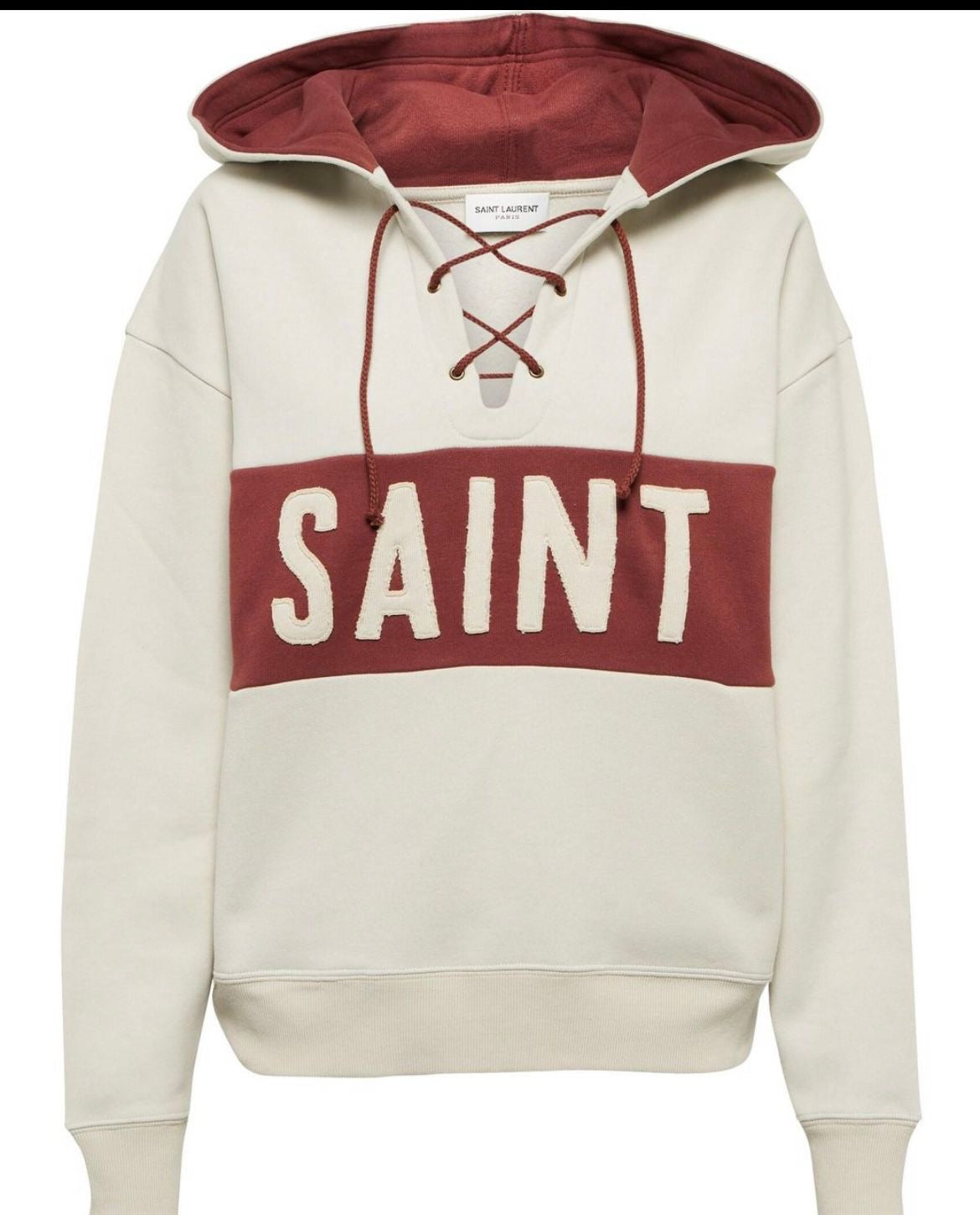 Saint Laurent Women’s Embroidered Cotton Hoodie – Crème