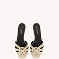 SAINT LAURENT Women’s Tribute Mules – Ivory Luxury Flats
