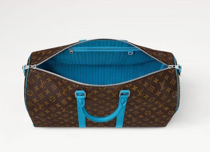 Louis Vuitton Keepall Bandoulière 50 – Monogram Macassar Canvas with Bright Blue