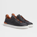 ZEGNA Men’s Triple Stitch Sneakers – Premium Black Luxury Shoes