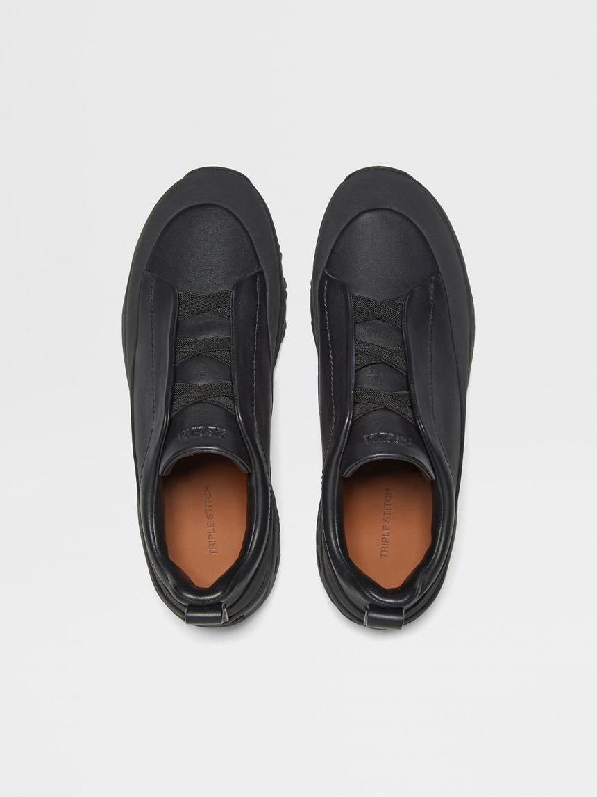 ZEGNA Men’s Triple Stitch Sneakers – Black Luxury Shoes