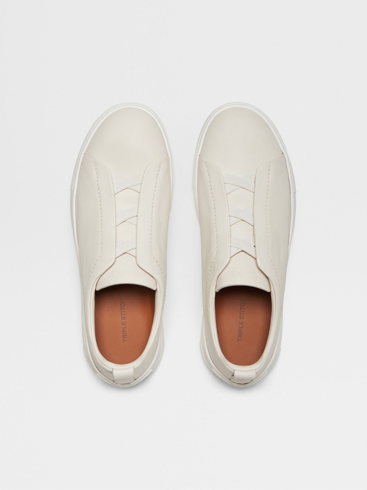 ZEGNA Men’s Triple Stitch Sneakers – White Leather Luxury Shoes