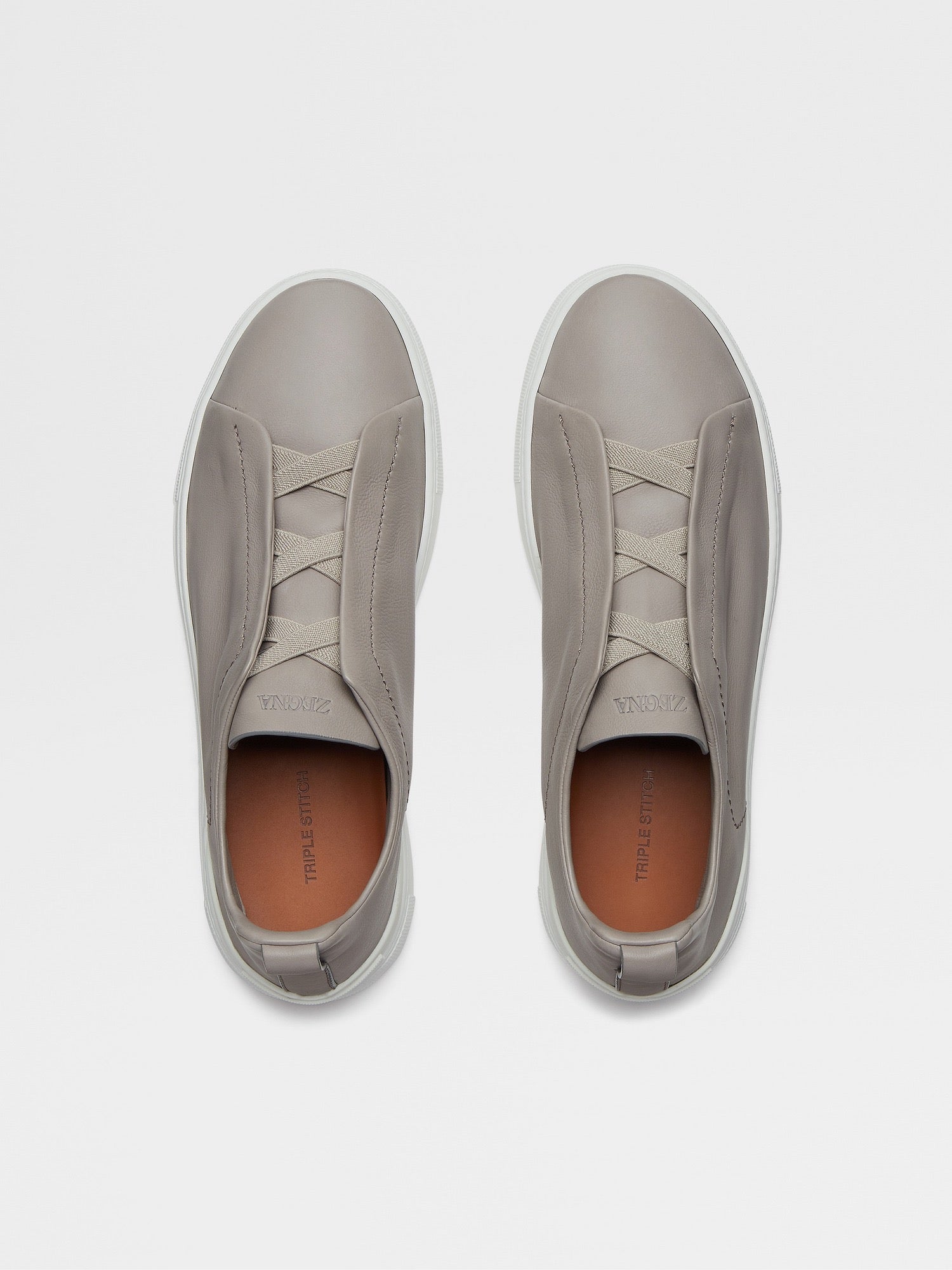 ZEGNA Men’s Triple Stitch Sneakers – Light Grey Luxury Shoes