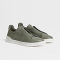 ZEGNA Men’s Triple Stitch Sneakers – Light Green Luxury Shoes