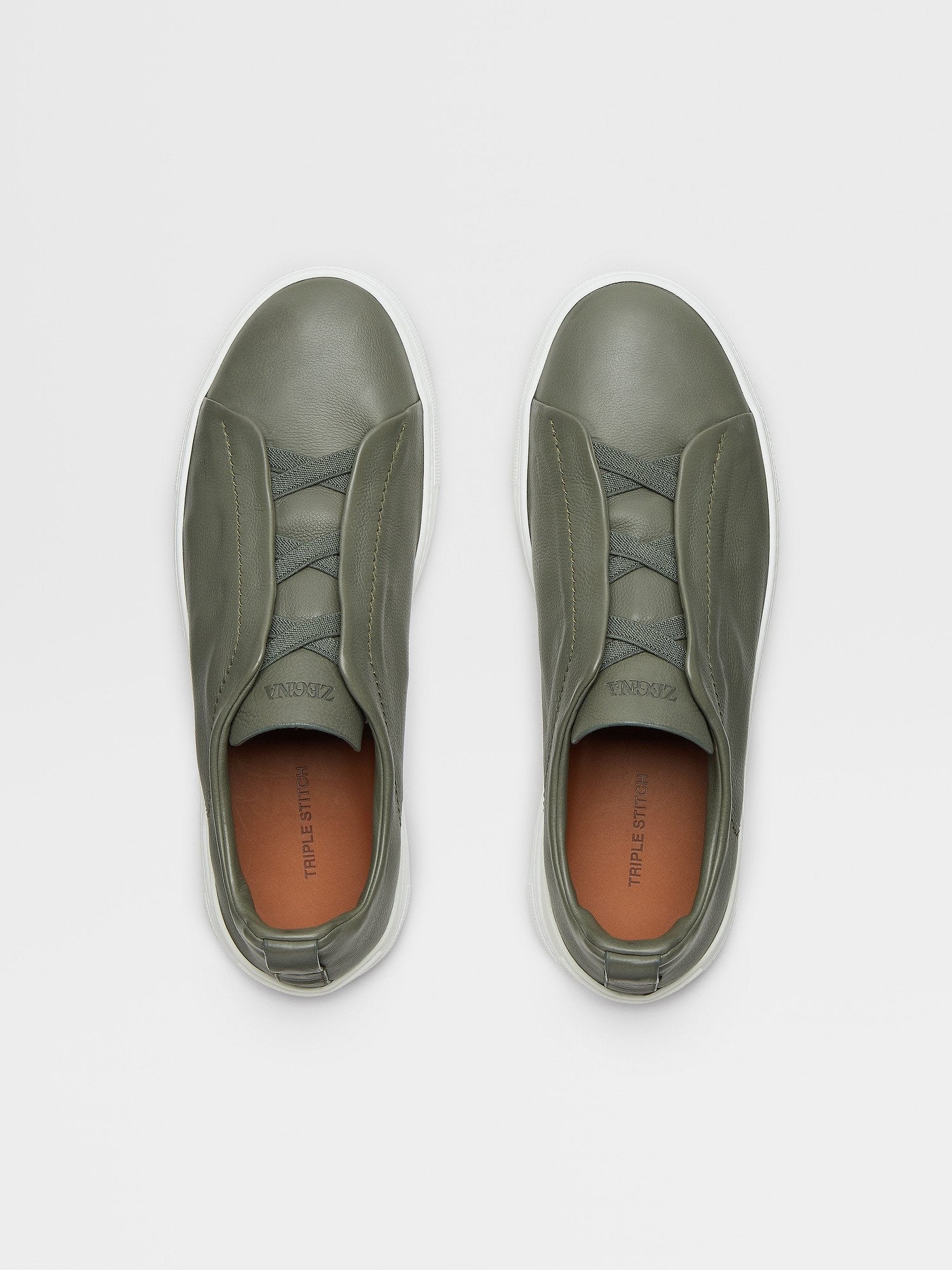 ZEGNA Men’s Triple Stitch Sneakers – Light Green Luxury Shoes