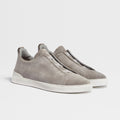 ZEGNA Men’s Triple Stitch Sneakers – Grey Luxury Shoes